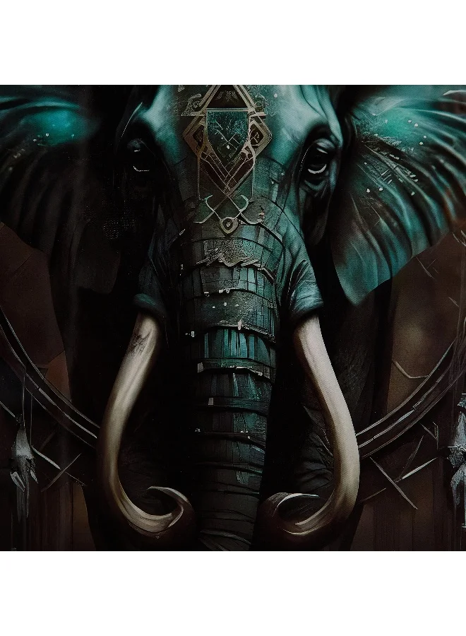 Home Box Fossel Elephant Framed Canvas with ABS High Gloss Surface - 50x70x3 cm