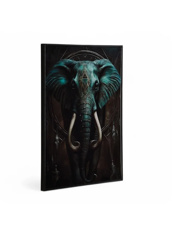 Home Box Fossel Elephant Framed Canvas with ABS High Gloss Surface - 50x70x3 cm