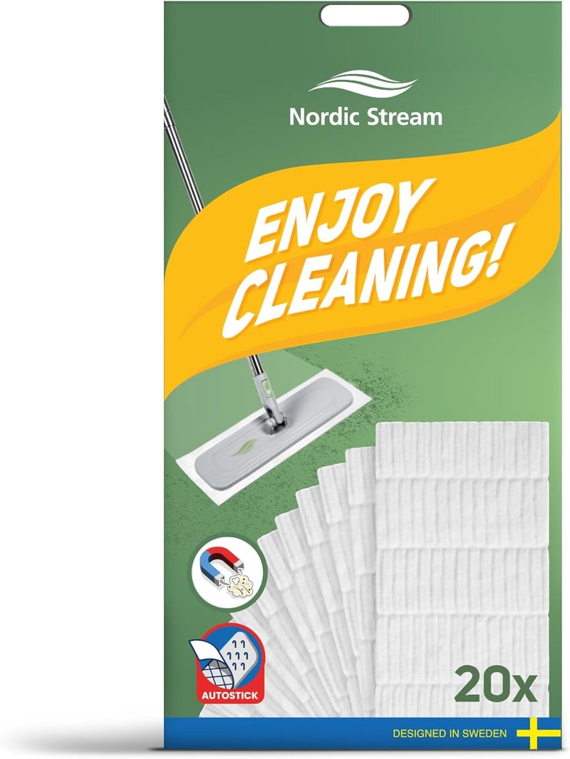 Nordic Stream نورديك ستريم، إعادة تعبئة قماش جاف 1x20 قطعة (15203) - متوافق مع مجموعة تنظيف الأرضيات ستريم 15201 - Image 1