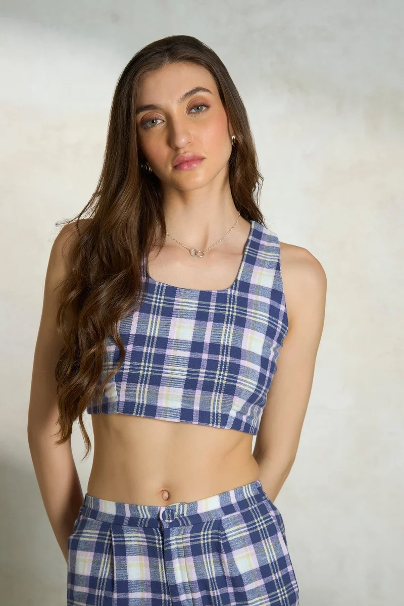 Virgio Cotton Square Brunchwear Neck Fitted Crop Tops for Women