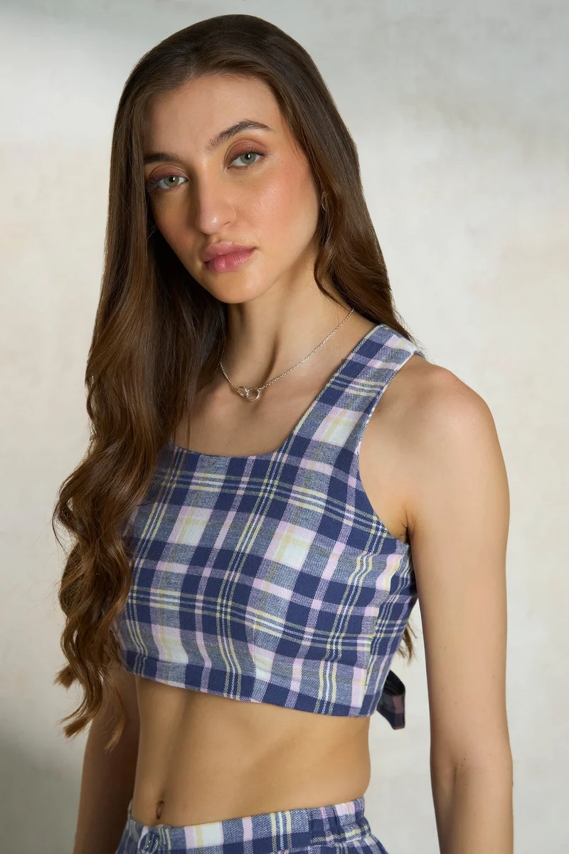 Virgio Multi Cotton Square Brunchwear Neck Fitted Crop Tops for Women for Women | Best Price UAE