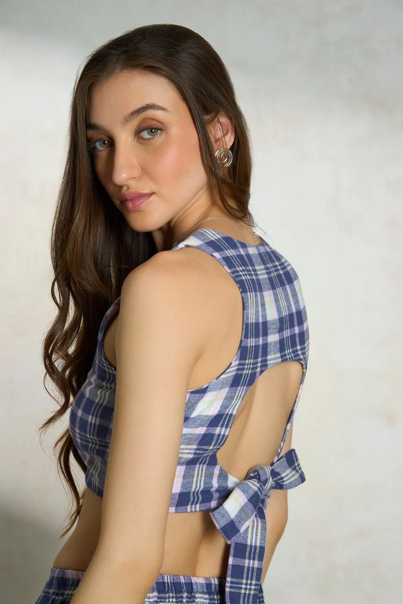Virgio Multi Cotton Square Brunchwear Neck Fitted Crop Tops for Women for Women | Best Price UAE