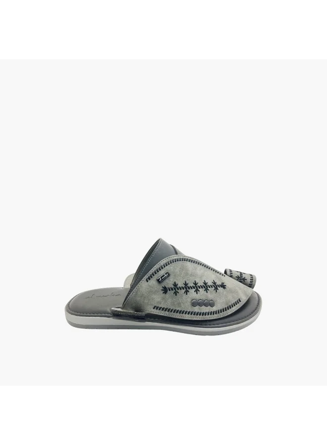 Al Waha Men's Embroidered Slip-On Arabic Sandals with Toe Loop