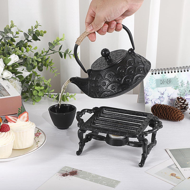 Sumnacon Tea Warmer Cast Iron Tea Pot Warmer with Tealight Candle Holder Sturdy Functional Teapot Warmer Stand for Office Party or Desk RetroTea Pot Heater for Heating Milk,Tea,Coffee,Food - Image 3