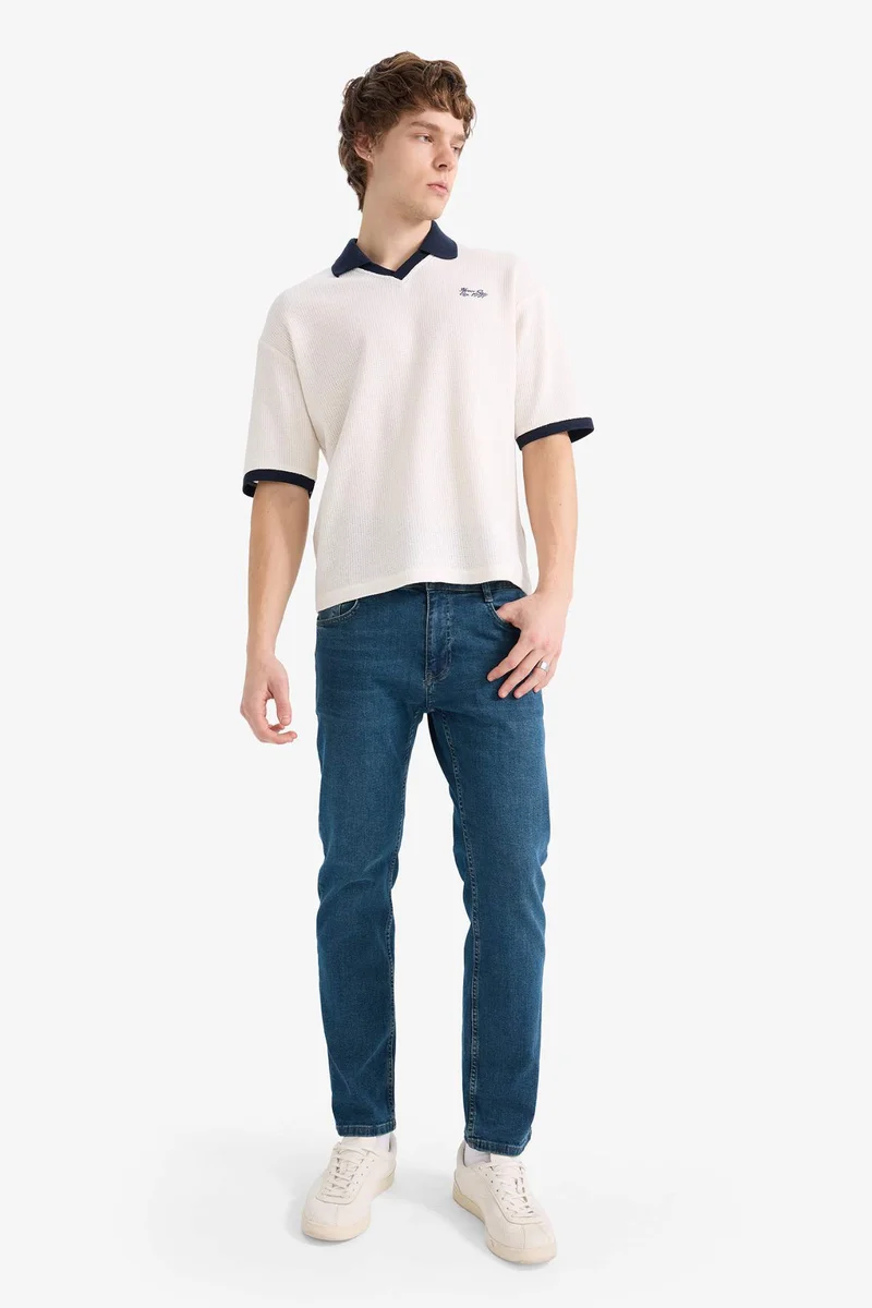 DeFacto Textured Boxy Fit Polo T-Shirt