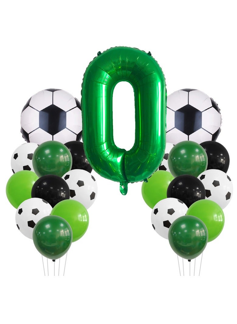 MIXDE 32 Inch Soccer Balloons Set  Birthday Decoration Green Number   Foil Soccer Balloon Black Star Balloons for Children's Boys Birthday Party Football Themed Party Supplies (0) - Image 1