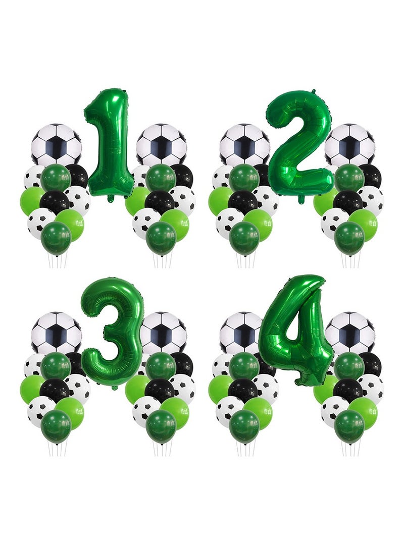 MIXDE 32 Inch Soccer Balloons Set  Birthday Decoration Green Number   Foil Soccer Balloon Black Star Balloons for Children's Boys Birthday Party Football Themed Party Supplies (0) - Image 2