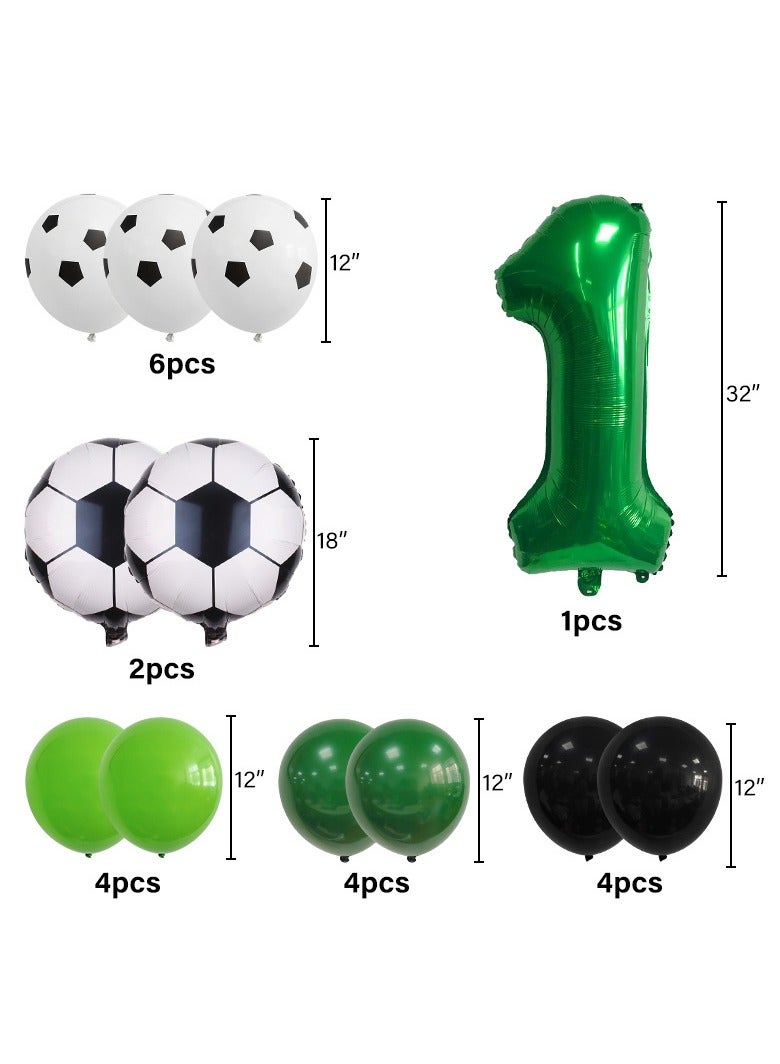 MIXDE 32 Inch Soccer Balloons Set  Birthday Decoration Green Number   Foil Soccer Balloon Black Star Balloons for Children's Boys Birthday Party Football Themed Party Supplies (0) - Image 3