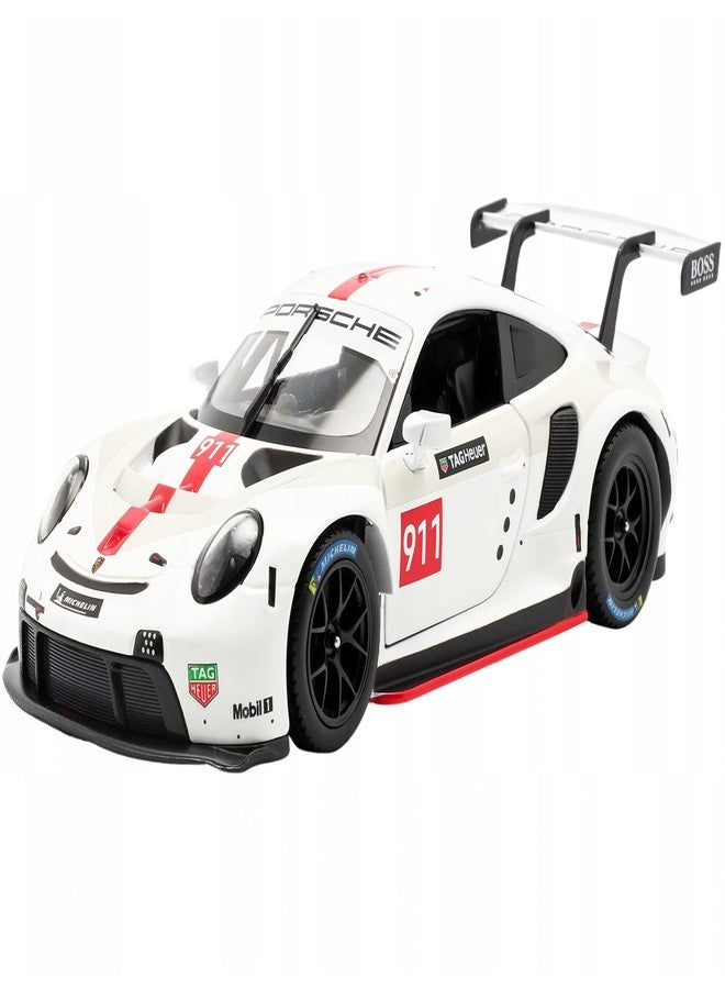 بوراجو سيارة بورش 911 RSR GT رقم 911 بيضاء من سلسلة سباقات بوراجو 124، نموذج مصبوب من بوراجو 28013 - Image 1