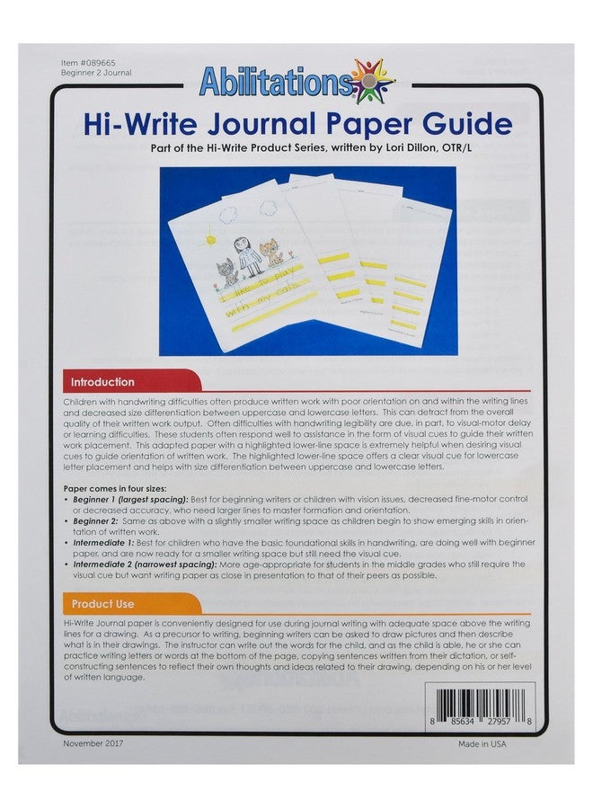 Abilitations - 89665 Integrations Hi-Write Journal Paper - Beginner 2 Paper, 8-1/2 X 11, 100 Pack, Yellow/White - Image 2