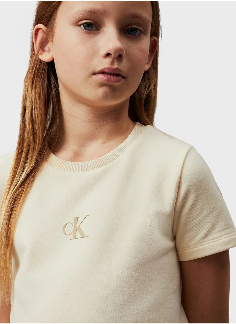 Calvin Klein Jeans Kids Logo Terry Fit Midi Dress