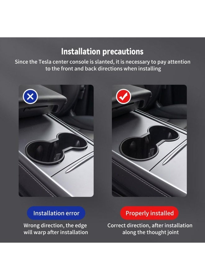 JZS Center Console Cup Holder Insert Tesla Model Y Model 3 2021/2022/2023, Silicone Car Cup Holder Insert Tesla Accessories Interior Only Fit Tesla Model Y / 3 New Console,Black, 184 x 86 x 75mm - Image 3