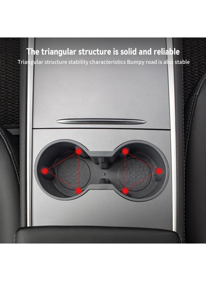 JZS Center Console Cup Holder Insert Tesla Model Y Model 3 2021/2022/2023, Silicone Car Cup Holder Insert Tesla Accessories Interior Only Fit Tesla Model Y / 3 New Console,Black, 184 x 86 x 75mm - Image 4