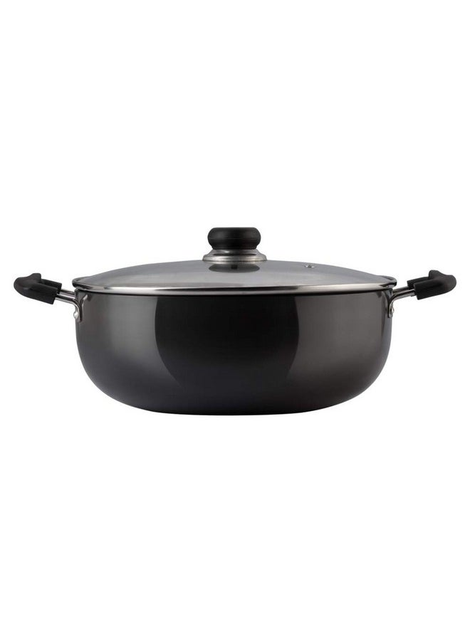 VINOD Vinod Black Pearl Hard Anodised Non Stick Deep Kadhai with Glass Lid - 1.6 LTR, 18 cm | 3.25mm Thickness | kadai for Cooking | Metal Spoon Friendly | 2 Year Warranty  - Image 1
