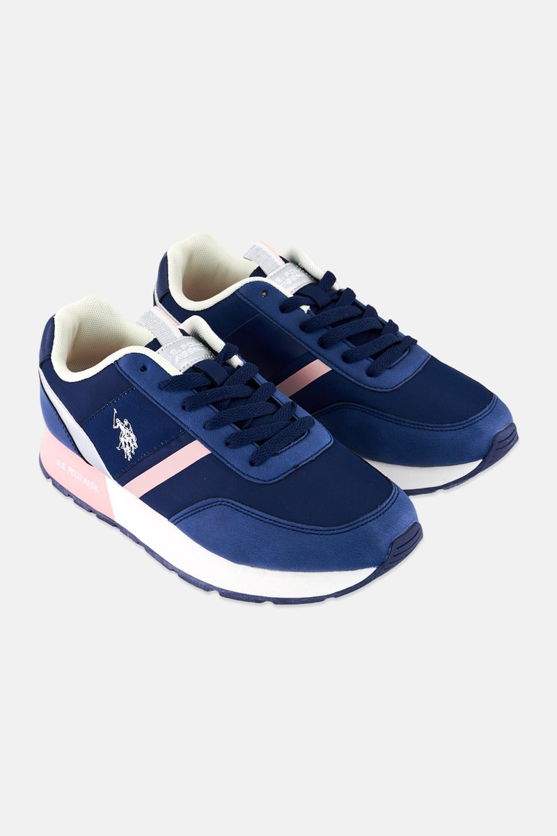 U.S. Polo Assn. Women Nylon-Eco Suede Lace Up Casual Shoes, Blue - Image 1