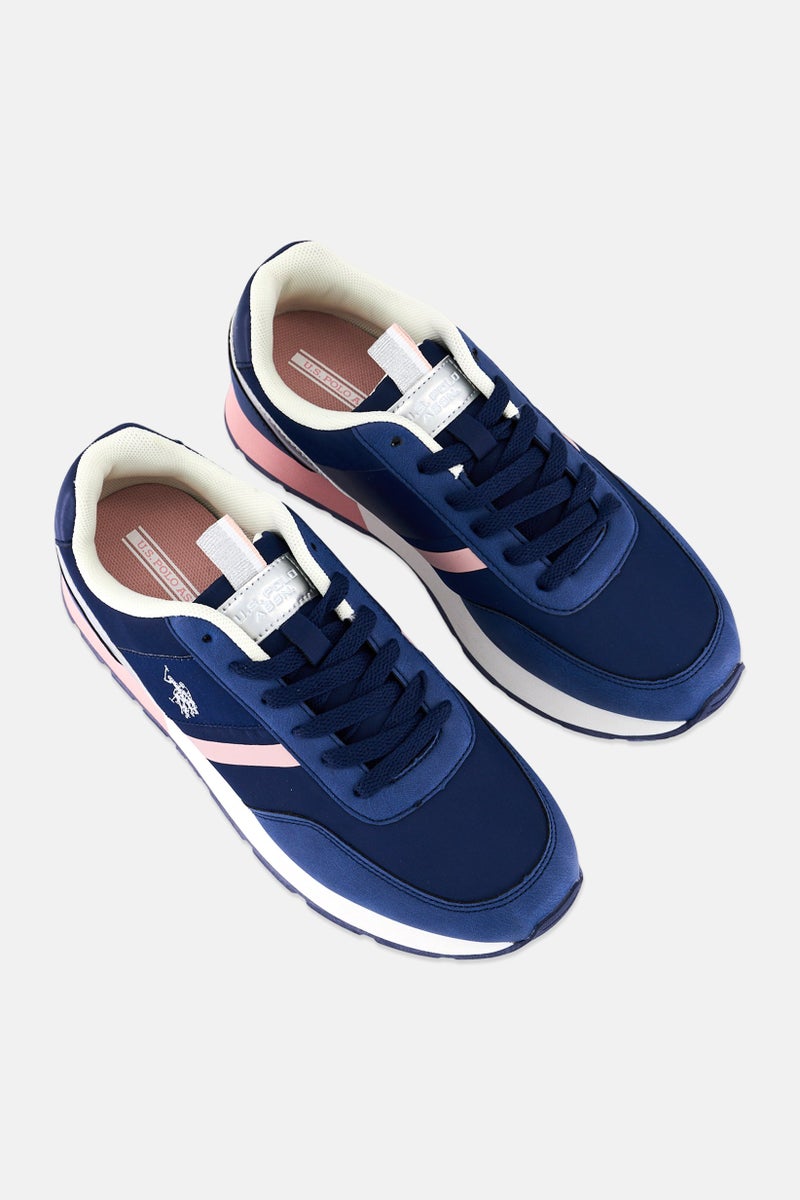 U.S. Polo Assn. Women Nylon-Eco Suede Lace Up Casual Shoes, Blue - Image 4