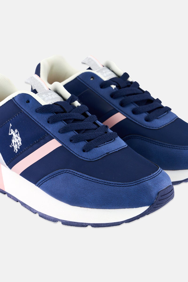 U.S. Polo Assn. Women Nylon-Eco Suede Lace Up Casual Shoes, Blue - Image 3