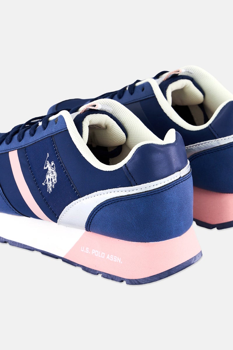 U.S. Polo Assn. Women Nylon-Eco Suede Lace Up Casual Shoes, Blue - Image 2