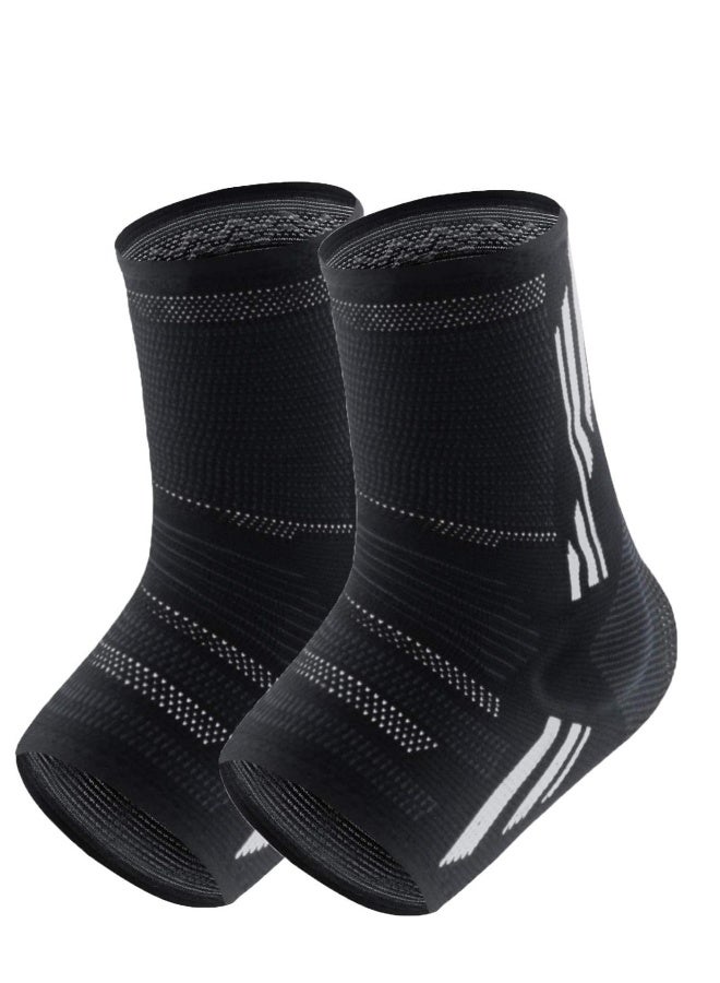 Generic Silicone Ankle Support Sleeve Copper Infused Ankle Brace Effective Relief for Chronic Ankle Tendonitis Plantar Fasciitis Achilles Tendon Pain Prevent Ankle Injuries 1Pair Large - Image 1
