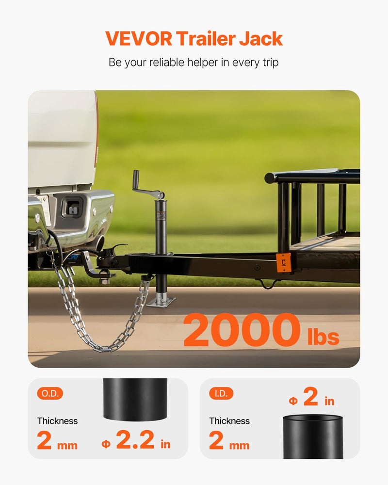 VEVOR 2000 lbs AFrame Trailer Jack 1334 Inches Vertical Travel Trailer Jack Stand with Handle for Horse - Image 4