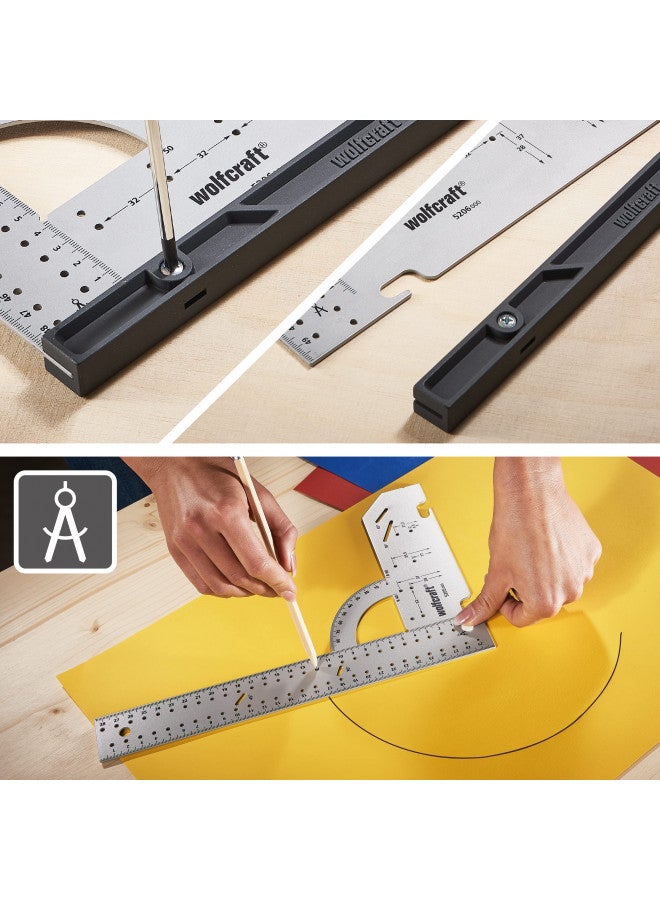 wolfcraft Universal Angle & Try Square I 5205000 I for Measuring, Marking, Drawing and Guided Cutting