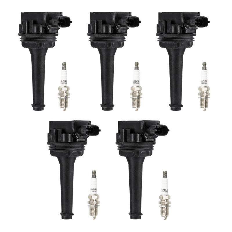 Ignition Coil Pack Iridium Spark Plugs for Volvo C70 19992005 S60 20012009 S70 19992000 S80 19992006 V70 19992007 XC70 20032007 XC90 20032006 C1258 5C1320 E371 UF341 5 Sets