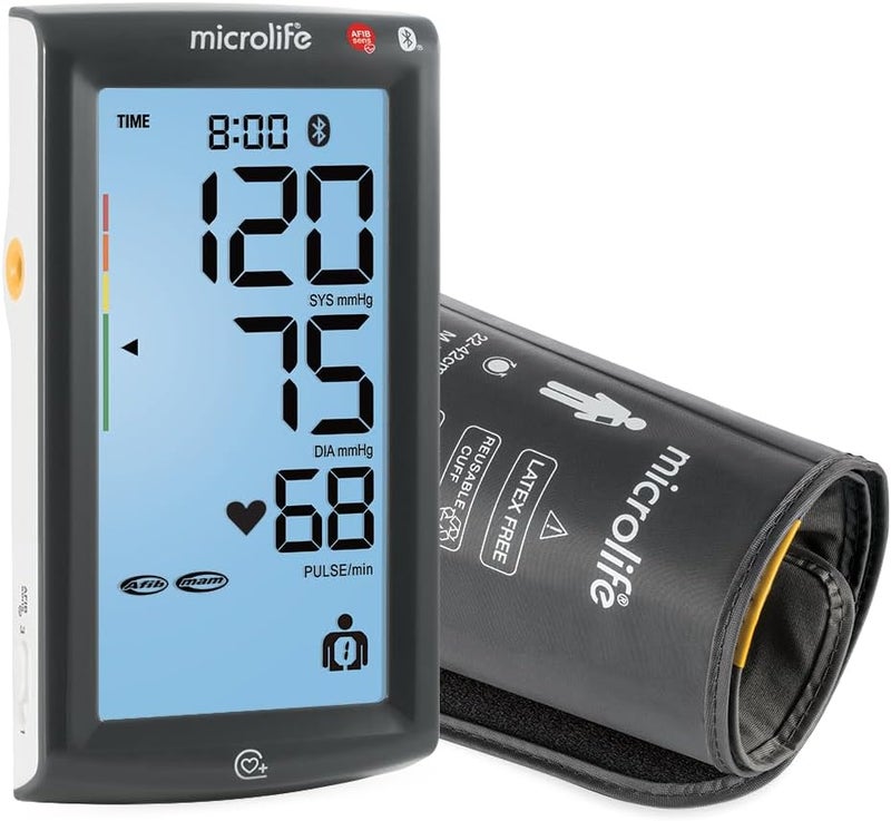 ميكرولايف جهاز قياس ضغط الدم للذراع العلوي من Microlife - BP A7 Touch BT - يدعم البلوتوث/USB، يكتشف خفقان الأذين الأمامي (AFIB) ومخاطر السكتة الدماغية، مثبت سريريًا، يتراوح طول القياس من 22 إلى 42 سم، يناسب 2 مستخدمين، سعة التخزين 99 قراءة لكل مستخدم - Image 1