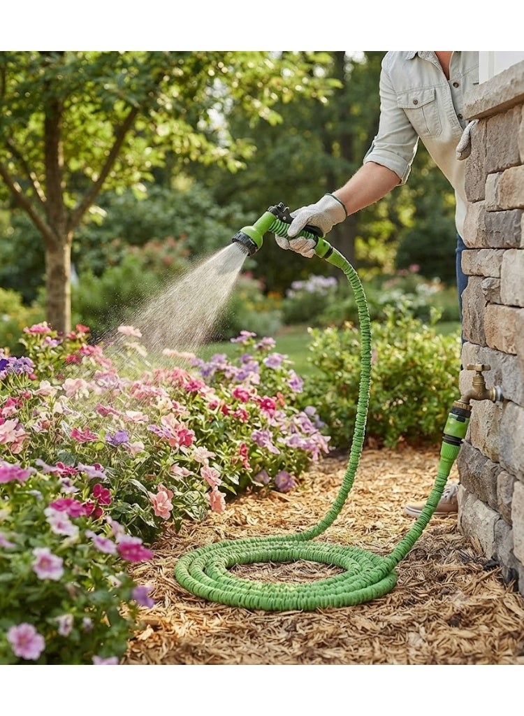 Beorol Expandable Garden Water Hose, Flexible Gardening Hose,7 Pattern Spray and High Pressure for Plant Watering, Car and motorcycle cleaning, Lawn Garden 50FT 15M, Green, GBCYC15EXPANDABLE HOSE - Image 2