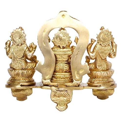 ARTVARKO Lakshmi Ganesha Saraswati Idol Ganesh laxmi Brass Metal Murti Statue for Diwali Puja Home Office Success Entrance Decor Good Luck Gift 6.5 Inches - Image 5