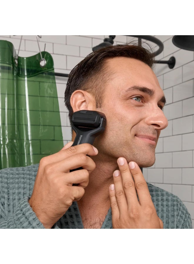 MANSCAPED® The Chairman™ Plus Men’s Electric Foil Face Shaver - Two Interchangeable Blade Heads, SkinSafe® Three-Blade Foil & Precision Sideburn & Jawline Trimmer, USB-C Charging, Gentle on Neck Area - Image 2