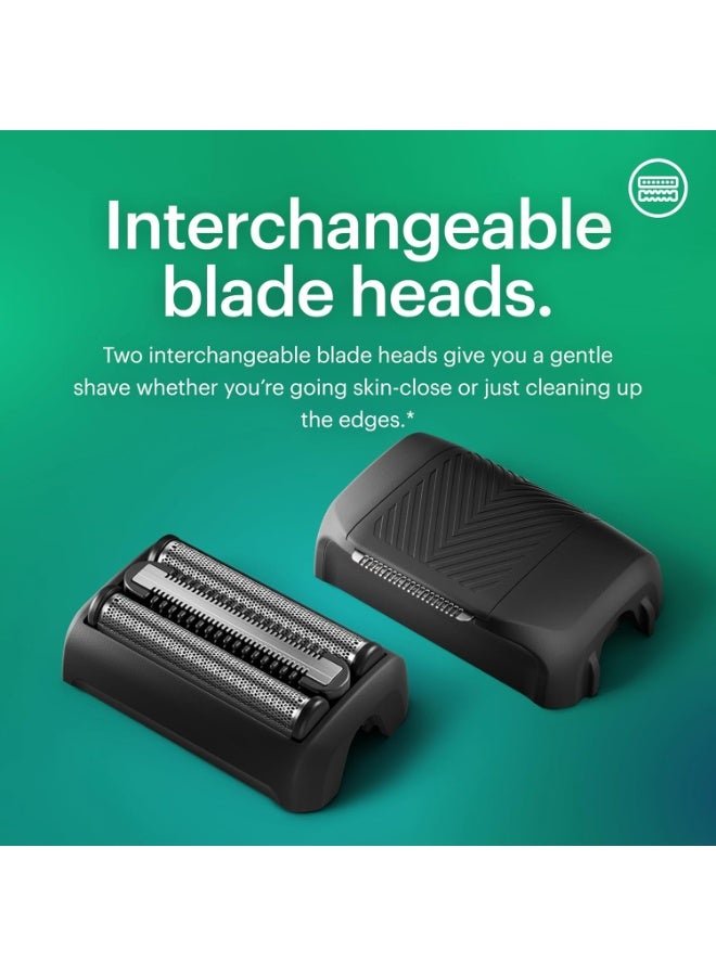 MANSCAPED® The Chairman™ Plus Men’s Electric Foil Face Shaver - Two Interchangeable Blade Heads, SkinSafe® Three-Blade Foil & Precision Sideburn & Jawline Trimmer, USB-C Charging, Gentle on Neck Area - Image 5