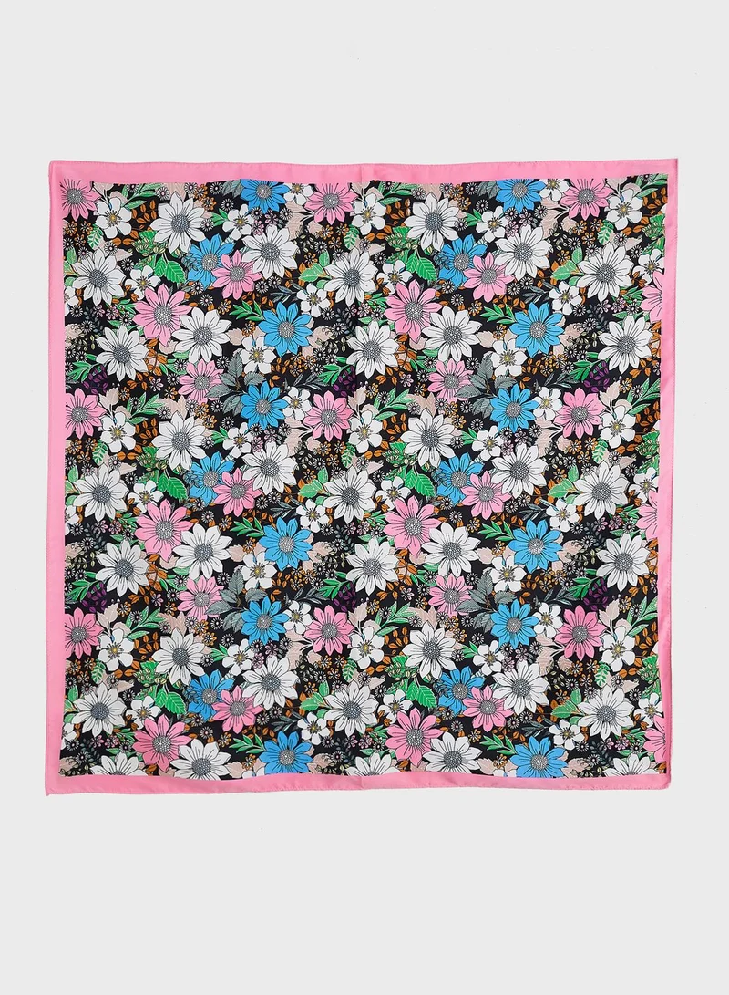 Ginger Daisy Print Silky Scarf