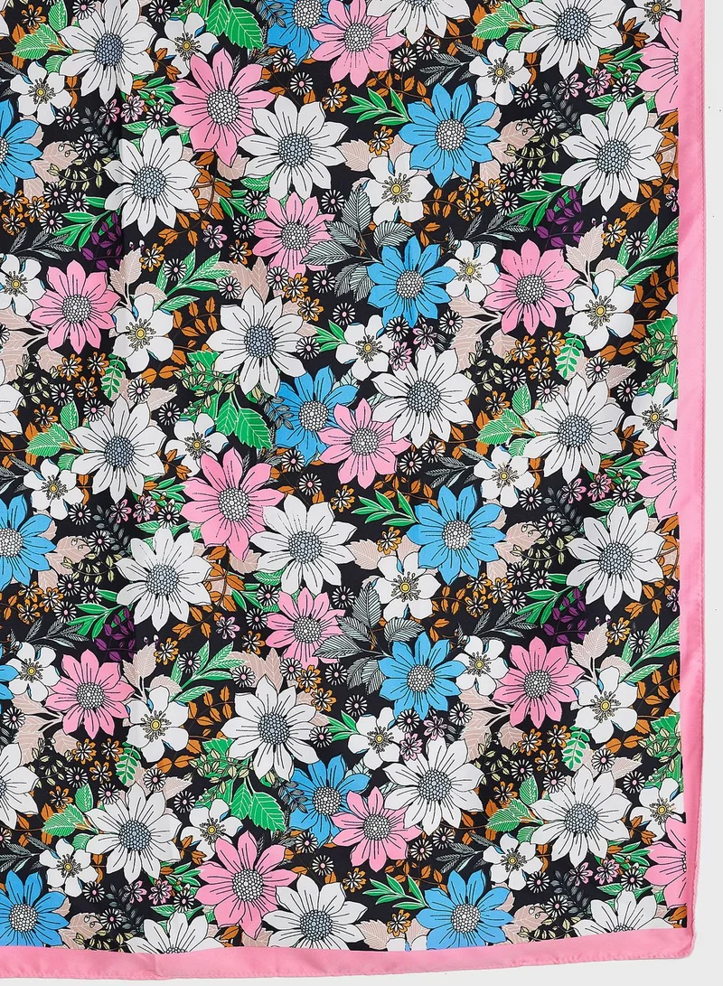 Ginger Daisy Print Silky Scarf