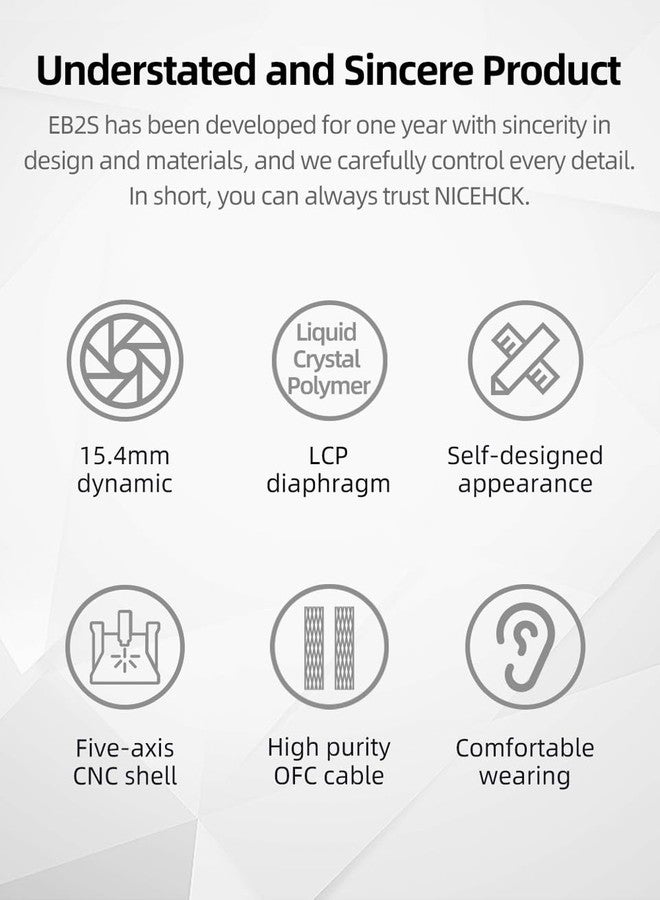 NICEHCK EB2S Wired Earbuds, 15.4mm LCP Dynamic Drivers, HiFi in-Ear Headphones for Android, Phones, Laptops, MP3 (4.4mm Balanced Black) - Image 3