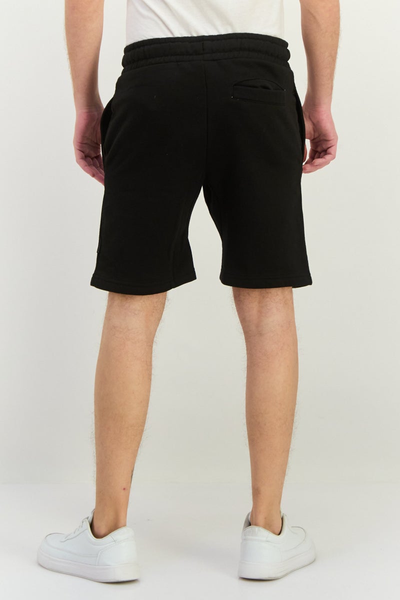 CROSSHATCH Men Drawstring Brand Logo Basic Shorts, Black - Image 3