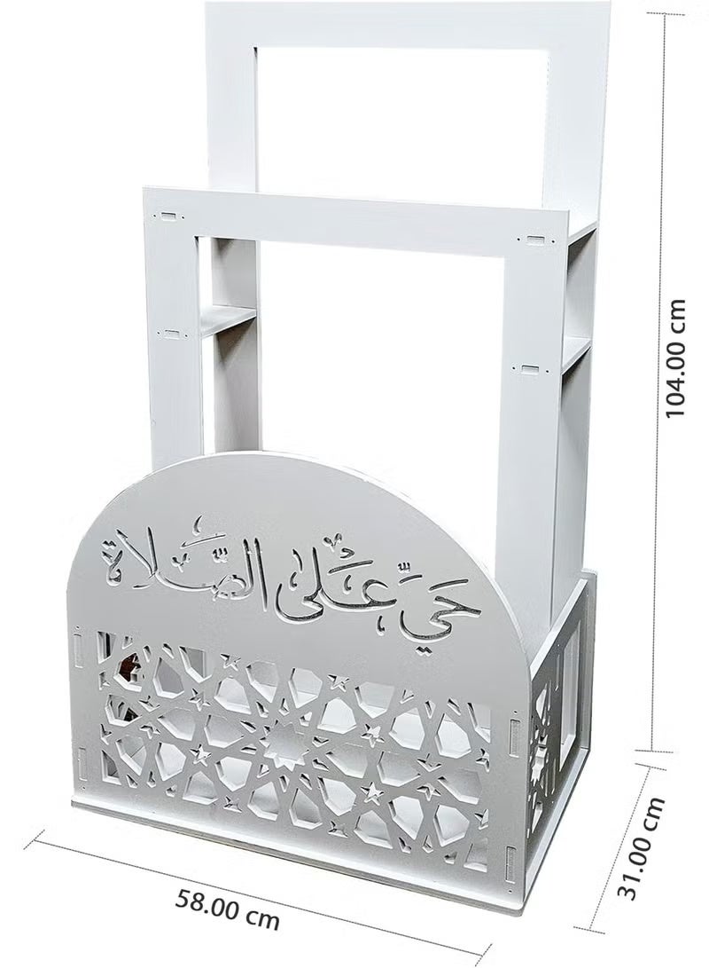 Eworld 2-in-1 Prayer Mat Stand with Built-In Quran Holder | Elegant White Islamic Design with Arabic Calligraphy | Water & Fireproof - Image 2