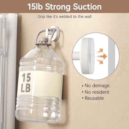 pickpiff Suction Cup Hooks for Shower: 15 LB Strong Wall Hanger for Bathroom, Front door, Glass, Window, RV, Holder for Towel, Christmas Wreath, Coat, Loofah, Waterproof & Reusable, Cream White 4-Pack - Image 2