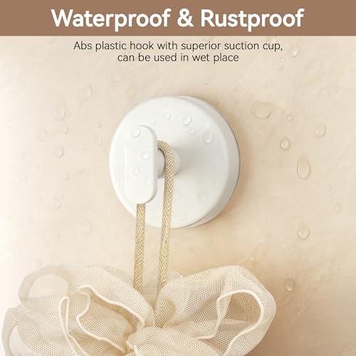 pickpiff Suction Cup Hooks for Shower: 15 LB Strong Wall Hanger for Bathroom, Front door, Glass, Window, RV, Holder for Towel, Christmas Wreath, Coat, Loofah, Waterproof & Reusable, Cream White 4-Pack - Image 5