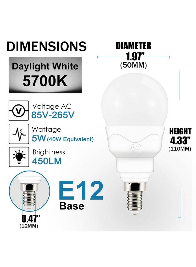 ILC E12 LED Light Bulbs (40w Equivalent) 5W, Color Changing RGB, 5700K Daylight White, Small Base Candelabra Round Light Bulb, A15 Candle Base, 12 Colors 2 Modes Timing with Remote Control (4 Pack) - Image 3