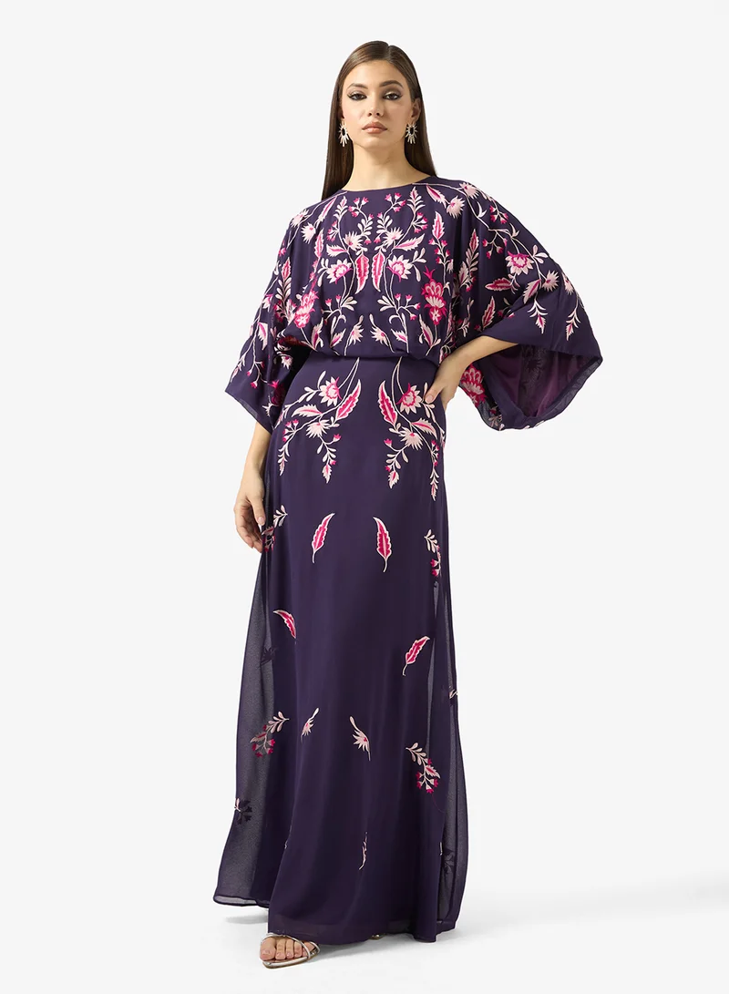 فروك اند فرل Cape sleeve crew neck maxi dress