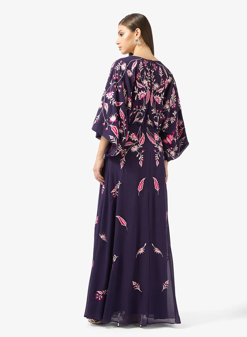 فروك اند فرل Cape sleeve crew neck maxi dress