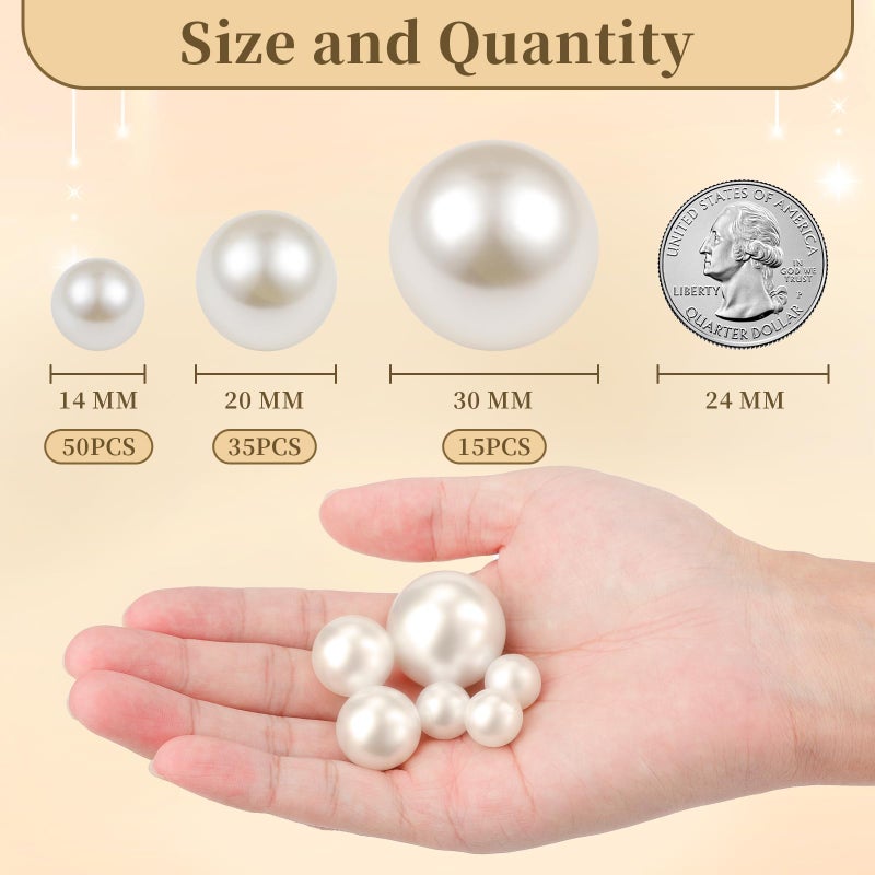 SUREAM Ivory Pearl Beads for Vase Filler, 14/20/30mm Large Sizes Loose Pearls for Jewelry Making, Artificial Plastic No Hole Beads Table Scatter, Wedding, Birthday Party, Home Decoration(100 Pieces) - Image 2
