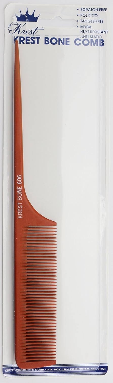 Krest Bone 9 Inch Rattail Comb  Professional Heat Resistant Detangling and Sectioning Comb