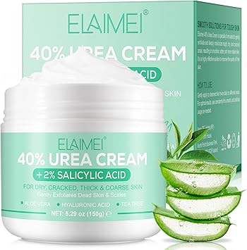 40 Urea Cream Plus 2 Salicylic Acid Hyaluronic AcidTea Treeand Aloe Vera Foot Cream Deep Moisturizes Urea Cream for Foot and Hand Maximum Strength Callus Remover for Cracked Feet Heels - Image 1