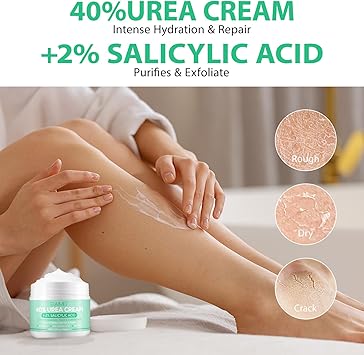 40 Urea Cream Plus 2 Salicylic Acid Hyaluronic AcidTea Treeand Aloe Vera Foot Cream Deep Moisturizes Urea Cream for Foot and Hand Maximum Strength Callus Remover for Cracked Feet Heels - Image 3