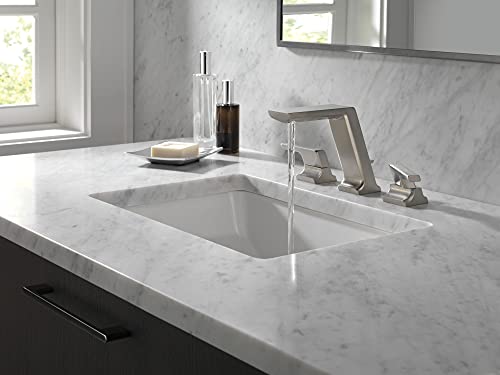 Delta Pivotal Brushed Nickel Bathroom Faucet 3 Hole 8 Inch Widespread Bathroom Sink Faucet for Vanity Metal PushPop Drain Lumicoat Stainless 3599LFSSPRMPU - Image 3