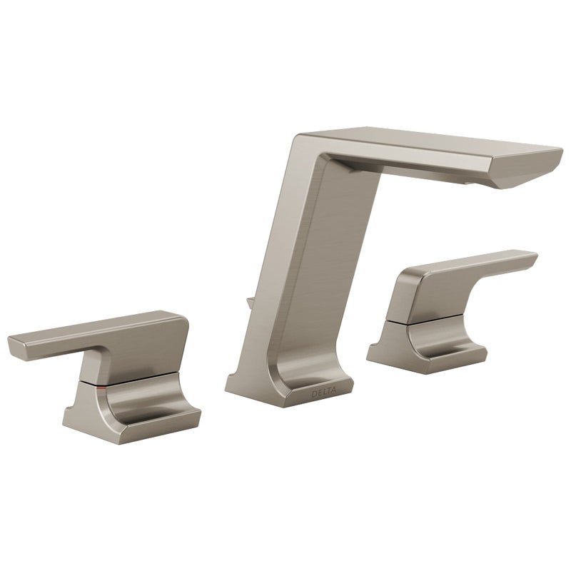 Delta Pivotal Brushed Nickel Bathroom Faucet 3 Hole 8 Inch Widespread Bathroom Sink Faucet for Vanity Metal PushPop Drain Lumicoat Stainless 3599LFSSPRMPU - Image 2