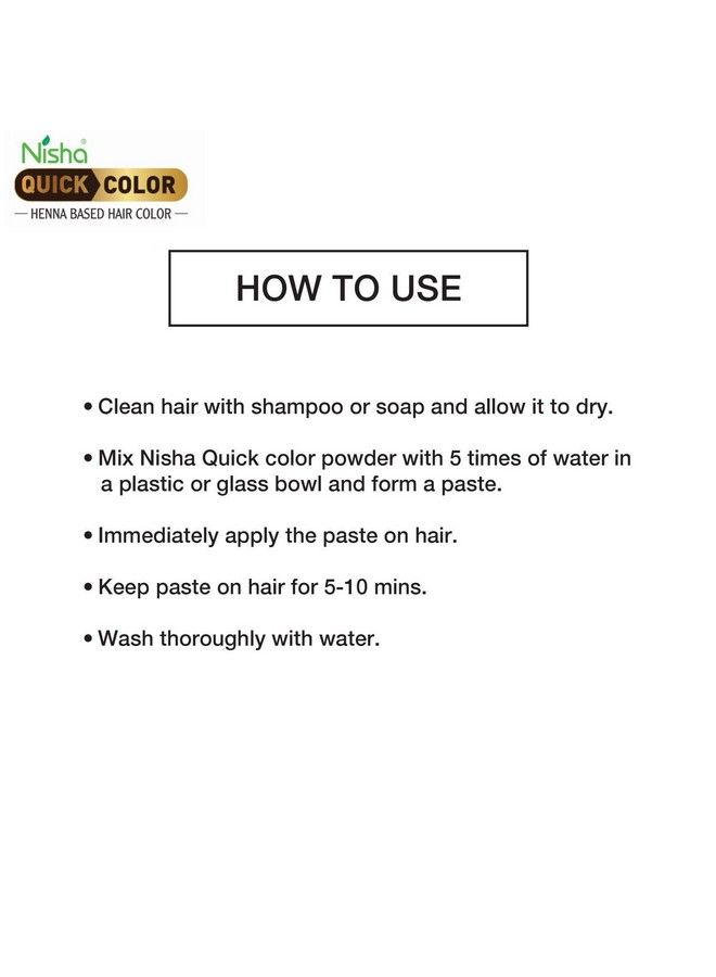 Nisha Quick Hair Color 5 Minute Hair Color For Women & Men Ammonia Free Henna Based Hair Colour 100% Gray Coverage Black Hair Dye Natural Black Hair Color (10G Pack Of 10) - Image 3