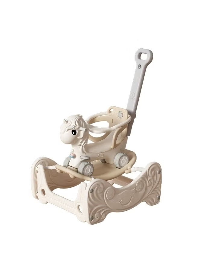 فول جوي حصان هزاز مع مسند للظهر للأطفال مع لوح توازن قابل للفصل وموسيقي وترامبولين 4*1 ,80*71*100 سم - Image 1