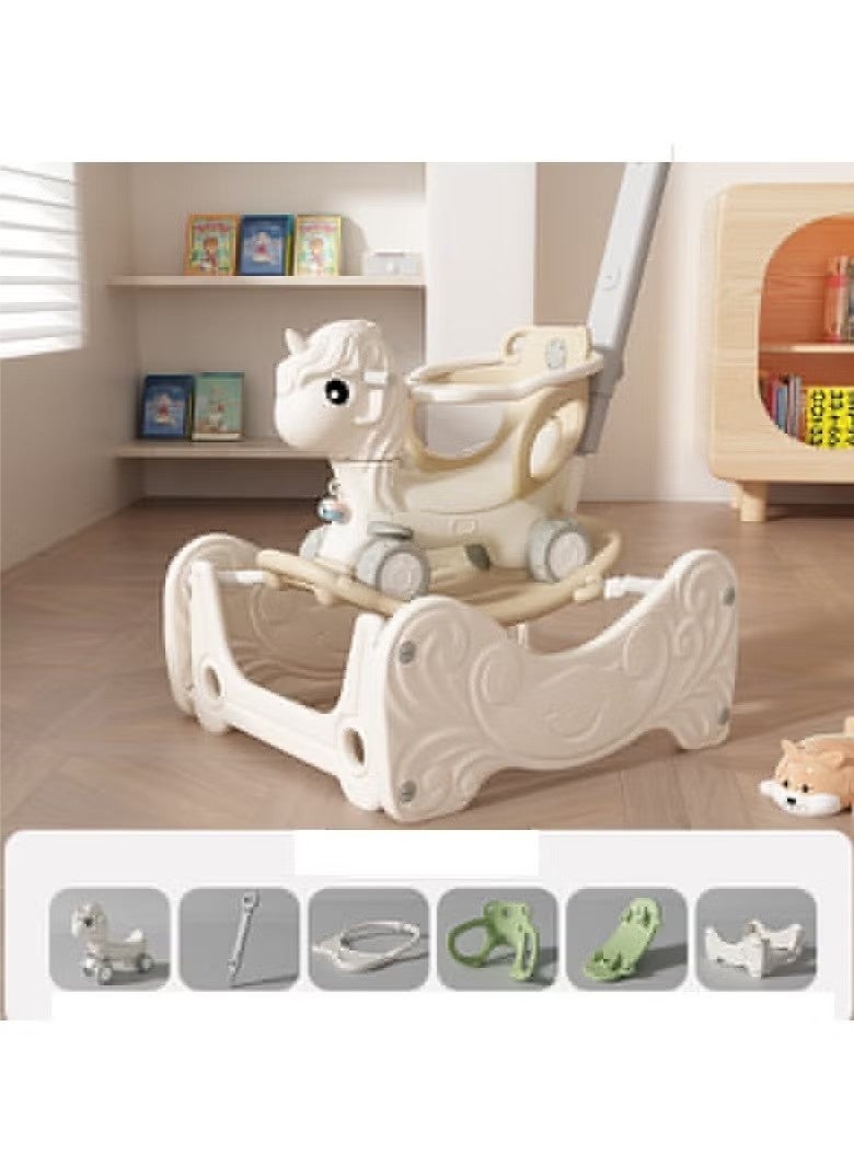فول جوي حصان هزاز مع مسند للظهر للأطفال مع لوح توازن قابل للفصل وموسيقي وترامبولين 4*1 ,80*71*100 سم - Image 2